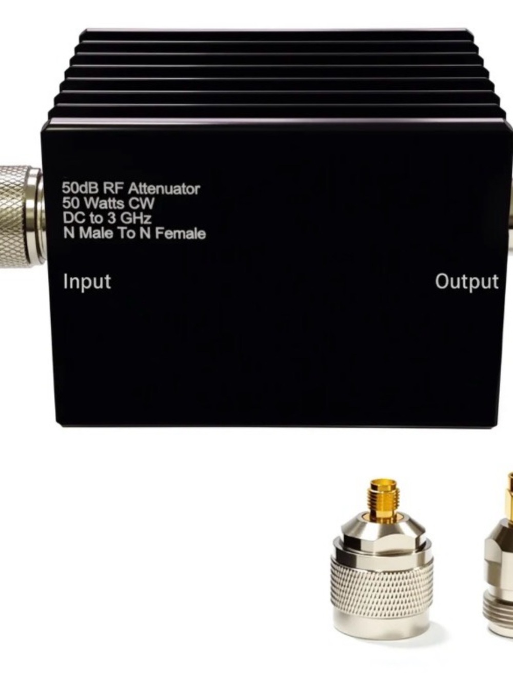 50W RF Attenuator DC-3GHz N-M/F 50dB Attenuation with SMA Adapters